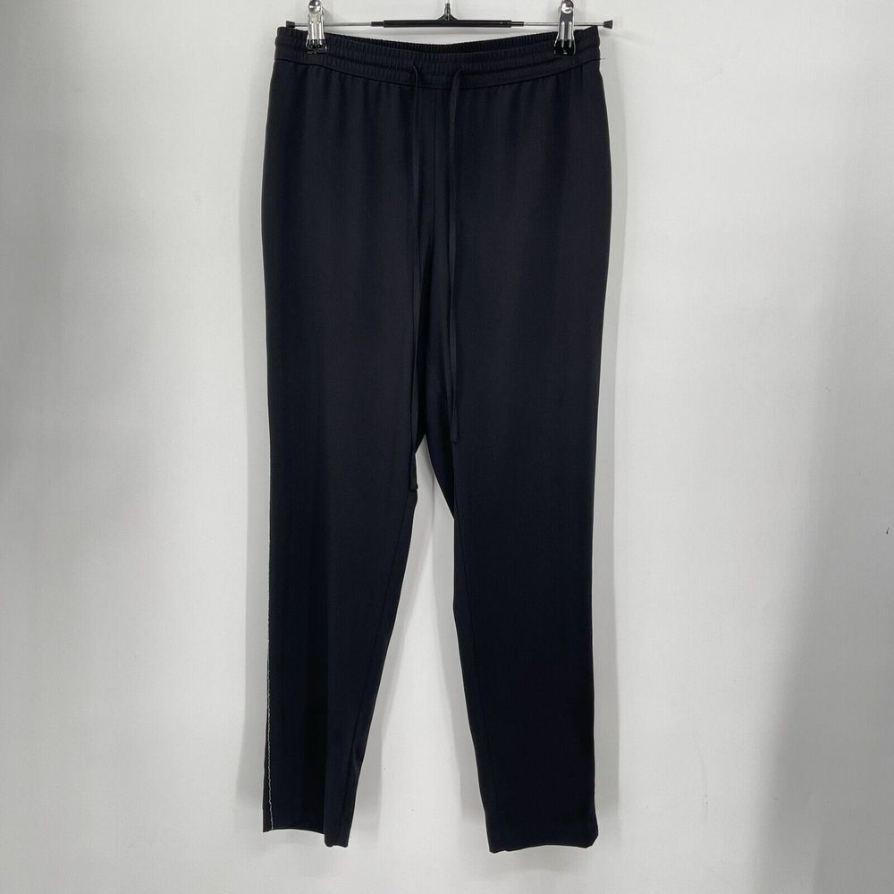 Jennifer Lopez XS Jogger Pants Womens Black Silver Beaded Side Stripe Drawstring